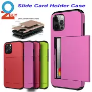 For Apple iPhone 12 mini 11 Pro Max Case Slide Wallet Card Holder Cover