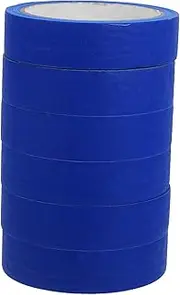 HOMSFOU 6 Rolls Blue Masking Tape 0.98 Inch Paint Tape High Tack Adaptable Crepe Paper Writable Surface 21.87 Yard for Walls Painting Packing Automotive Home