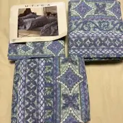 Utica Vintage Queen Sheet Set No Iron Percale Marble Stripe NEW