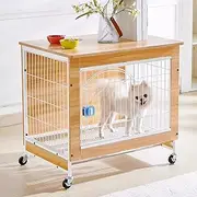 Dog Crate Furniture, Dog Crates Furniture,Dog Crate Table With 360° Silent Wheels And Tray,wood Dog Crate With Doors, End Table,Dog Kennel Indoor For Small/Medium Dog(S)
