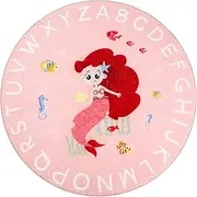 Kids Play Rug, Animal Round Area Rug Nursery Door Mat Soft Plush Non-Slip Childrens Carpet for Bedroom Living Room Kids Playroom (180 * 180cm)