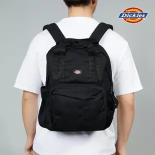 【Dickies】男女款黑色簡約品牌Logo織標大容量後背包｜DK013008BLK