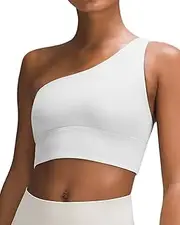 [QUEENIEKE] Womens One Shoulder Sports Bra Workout Strap Yoga Bras Cute Low Support Tops