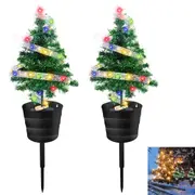 2pcs Solar Christmas Tree Garden Light Xmas Tree Stake Lights for Garden Pathway Yard Outdoor Decor -Muiltcolor