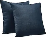 Amazon Basics 2-Pack Linen Style Decorative Throw Pillows - 45.7cm Square, Navy Blue