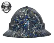 Custom Hydrographic Safety Hard Hat PAISLEY BLUE PRO CHOICE WIDE BRIM