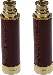 Binxind 2X Pocket Telescope Brass 25X30 Binoculars Monocular Telescope Hand Telescope in Gold