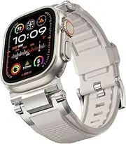 [Bandletic] R-Steel FKM Rugged Bands Compatible with Apple Watch Ultra 2/Ultra Band 49mm/45mm/44mm/42mm for Men, Military Sport Replacement Strap for iWatch SE2/SE/9/8/7/6/5/4/3/2/1