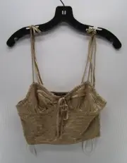 Forever 21 Top Women Medium Brown Pullover Tank Smocked Leopard Print Crop NEW