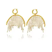 Culturesse Laurissa Luxury Drop Earrings 18K Gold Plating Freshwater Pearls