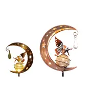 Garden Solar Lights Pathway Stake Lights Moon Fairy Glass Globe with Angel Décor