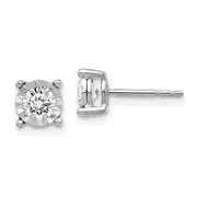 Solid 14k White Gold Simulated CZ Earrings