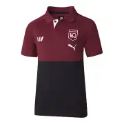 2025 QLD Maroons Team Polo - Queensland - Black - Youth Kids