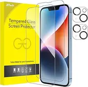 JETech Full Coverage Screen Protector for iPhone 14 Plus 6.7-Inch with Camera Lens Protector, Tempered Glass Film, HD Clear, 2-Pack Each