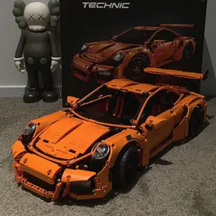 Porsche 911GT3 橙色保時捷拼裝模型車 積木玩具跑車賽車42056 1:1復刻 台灣現貨 男生禮物 收藏擺飾