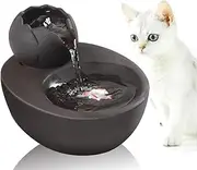 Dingqu Lotus Cat Water Fountain, Automatic Ceramic Drinking Fountain for Pets, 50.8 oz. Water Capacity (Black)