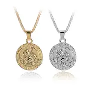 pcs St Michael The Archangel Catholic Medal Stainless Steel Amulet Pendant Necklace 22+2