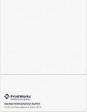 PrintWorks Professional 3 5/8" Perforated Paper, 500 Sheets, 20 lb, White (04132)