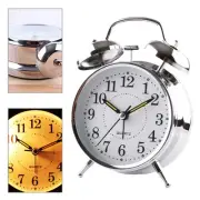 Bedside Traditional/Classic Silver Saxon Wind-Up Double Bell Alarm Clock Chrome