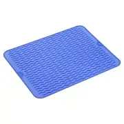 Silicone Dish Drying Mat Kitchen Counter Drain Pad Heat Resistant Mat-Blue