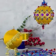 Christmas Sequin Satin Ornament Push Pin Kit for adults DIY Vintage Scheherazade