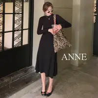 在飛比找蝦皮商城優惠-ANNE｜中高領針織 長袖洋裝【AD10118】長袖連身裙 