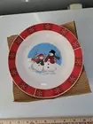 4 Christmas Holiday Mr & Mrs Snowmen Snowflake Salad Plates Red 7.25"