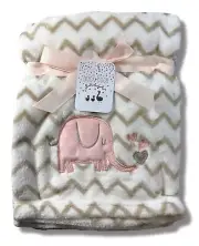 BLANKET PLUSH - DUCK DUCK GOOSE GIRLS 243 - ELEPHANT ZIG -BABY TODDLER CRIB BED