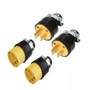 Male & Female Extension Cord Replacement Electrical End Plugs - PACK OF 4