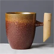 Beer Mug Vintage Ceramic Coffee Mug Tumbler Rust Glaze Tea Milk Beer Mug with Wood Handle Water Cup Home Office Drinkware Beer Mugs (Size : Style-4 A)