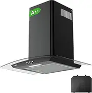 CIARRA CBCB6506B A+++ Cooker Hood 60 cm Recirculation 650 m³/h with CBCF004 Activated Carbon Filter Exhaust Wall Hood Glass LED Lighting Wall Extractor Hood Black