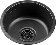 Kitchen Sinks Built-in Kitchen Sink Small Kitchen Sink 304 Stainless Steel Black Sink Single Bowl Kitchen Sink Balcony Round Sink Sinks (Color : Black, Size : 42 * 20 * 20cm)
