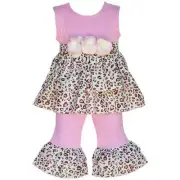 AnnLoren Pink Leopard Rumba Tunic & Capri Outfit 12-18 or 24 Months