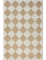 [Miss Amara] Kalei Checkered Flatweave Indoor Outdoor Rug in Brown