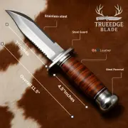 Custom Handmade Bowie Knife – | Stainless Steel Blade, Leather Handle | Survival