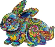 WOODVIO - Wooden jigsaw puzzle for adults and kids - Hare, 188 pieces (17"x 15")