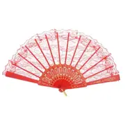 LACE FAN Hand Folding Wedding Party Bridal Spanish Costume Accessory - Red