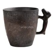 1pc Stoneware Iron Glaze Creative Ceramic Handle Coffee Mug Funny Coffee Cups