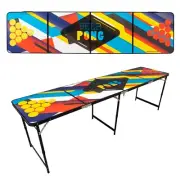 MODERN RED BEER PONG TABLE 8ft - Black Frame | Party Drinking Game Top Quality