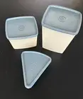 Tupperware Freezer Square Rounds Snowflake Containers Set of 3 Aqua SEALS New