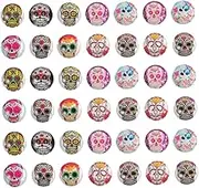 VILLFUL 100Pcs Skull Gemstone Flatback Glass Dome Jewelry Accessories for DIY Crafts Patches Shiny Cabochons for Necklaces Bracelets and More