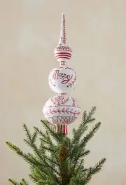Anthropologie Keats Finial Tree Topper Merry Christmas Vintage Style 16"Tall NEW