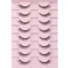 Fake Eyelashes Natural Short Cat Eye Lashes Clear Band Fluffy Wispy False