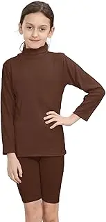 [Janisramone] Kids Girls Turtle Polo Neck Ribbed T-Shirt Boys Long Sleeve Casual Winter Jumper Top