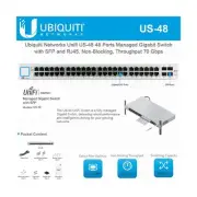 Ubiquiti Network Unifi US-48 48 Ports Managed Gigabit Switch with SFP and RJ4...