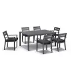 NEW Capri 6 Seater Outdoor Aluminium Dining Table And Chairs Setting In Charcoal