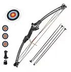 Youth Archery Top Kids Compound Bow Set Junior 4 Suction Arrows Target 31 Black