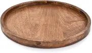 EDHAS Round Wooden Decorative Candle Holder Tray for Coffee Table Centerpieces Modern Farmhouse Home Decorations (12" x 12" x 1")