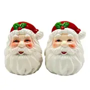 Collectable Novelty Kitchen Dining Santa Heads Salt and Pepper Set