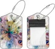 [KQNZT] Luggage Tags for Suitcases, 2 Pcs Personalized Luggage Tags for Suitcases, Bag Tags for Luggage, Cute Luggage Tags, Unique Luggage Tags, Rainbow Peacock Feather Mandala